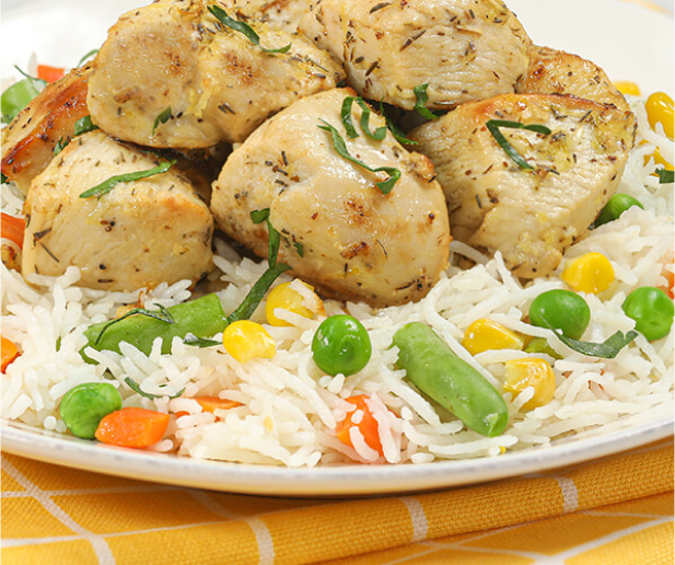 24 Lemon Yogurt Chicken With Vegetable Rice